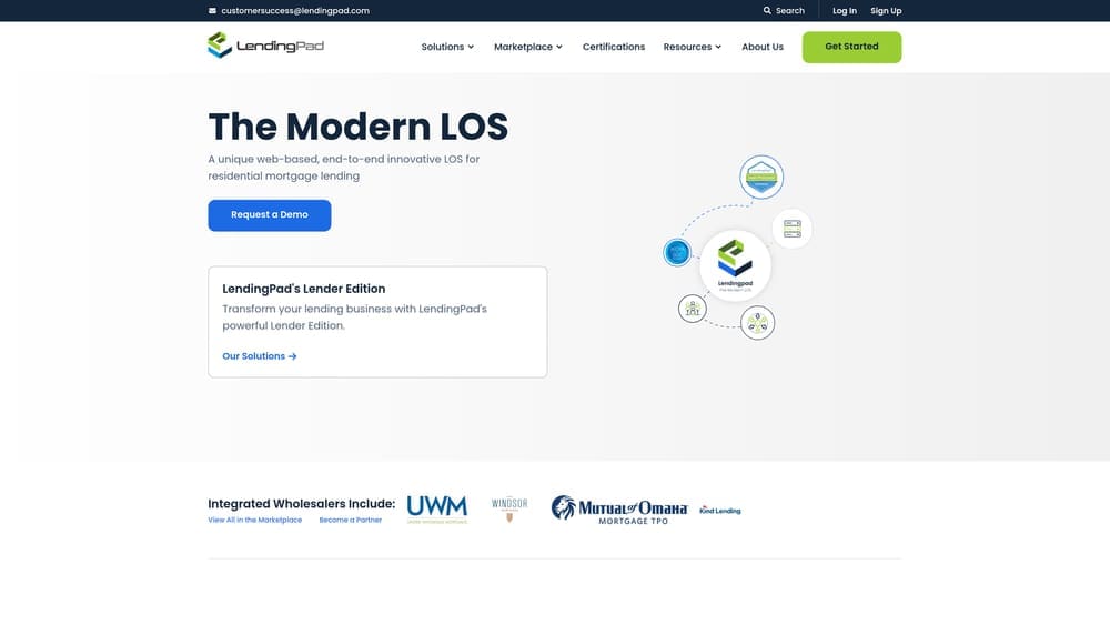 Screenshot of Lending Pad website