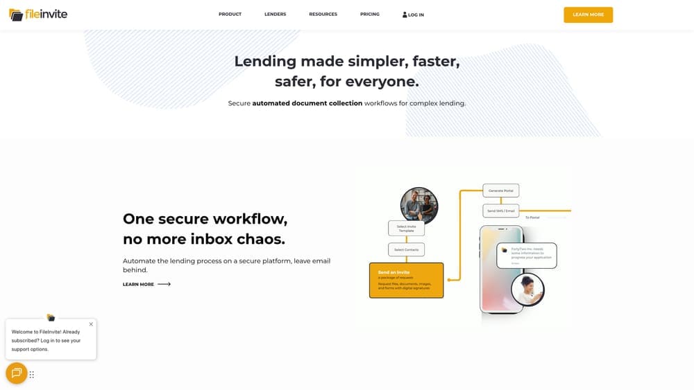 Screenshot of FileInvite website