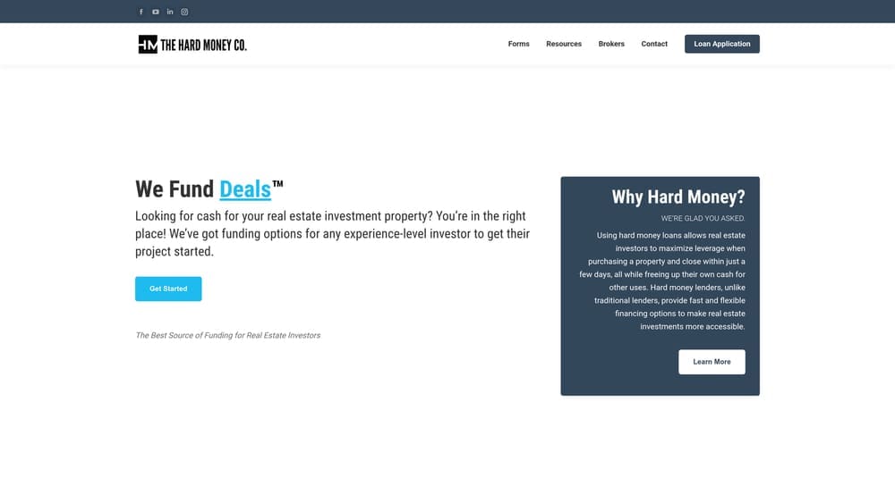 Screenshot of The Hard Money Co. Borrower Dashboard website