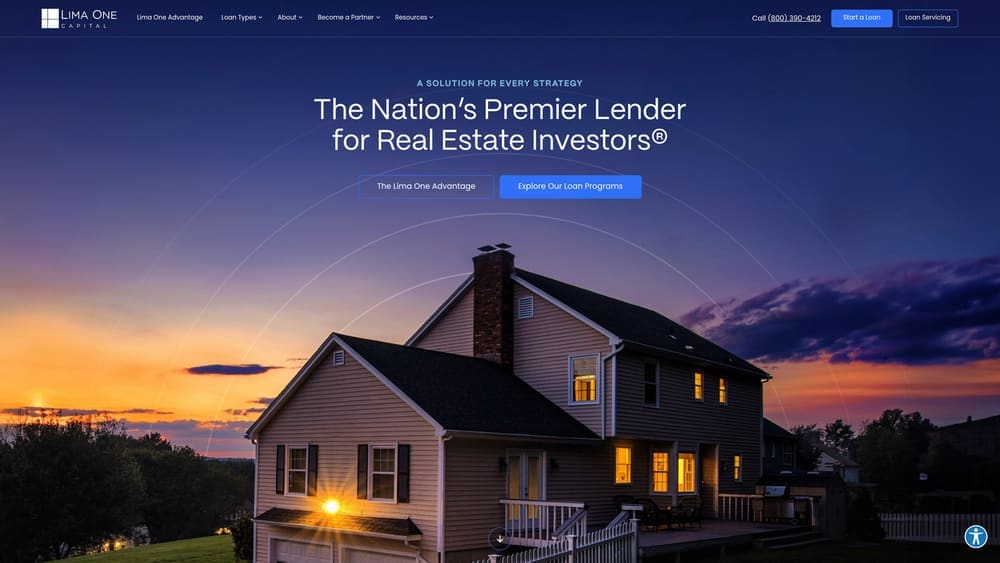 Screenshot of Lima One Capital website