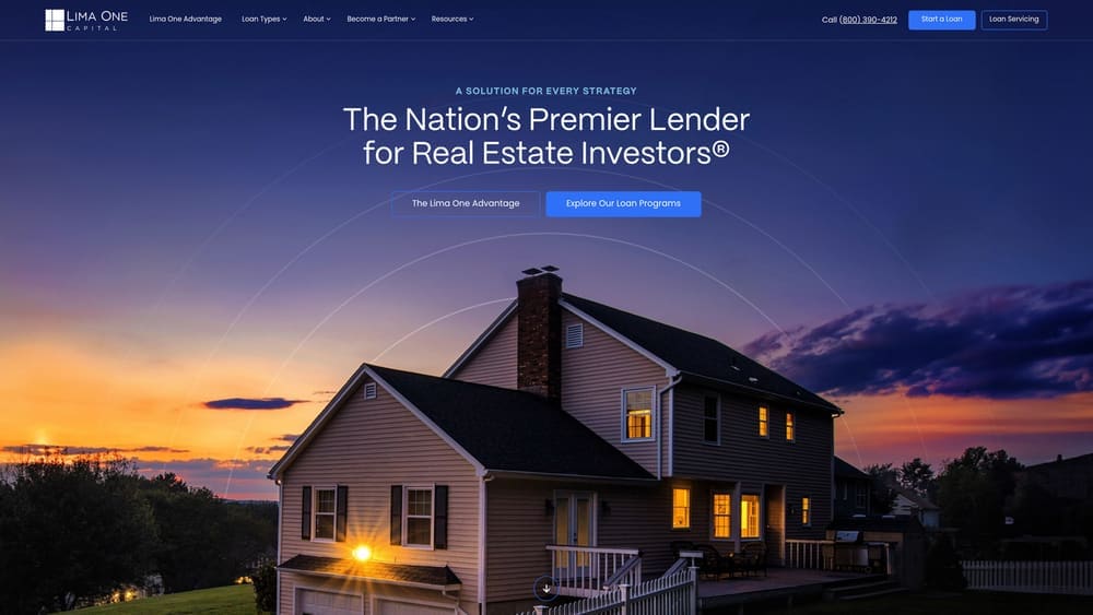 Screenshot of Lima One Capital website