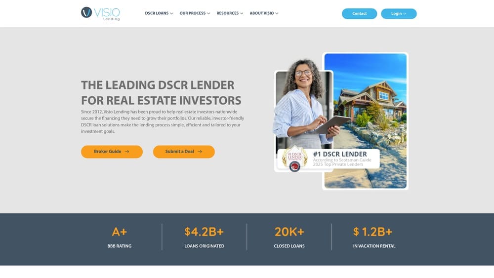 Screenshot of Visio Lending website